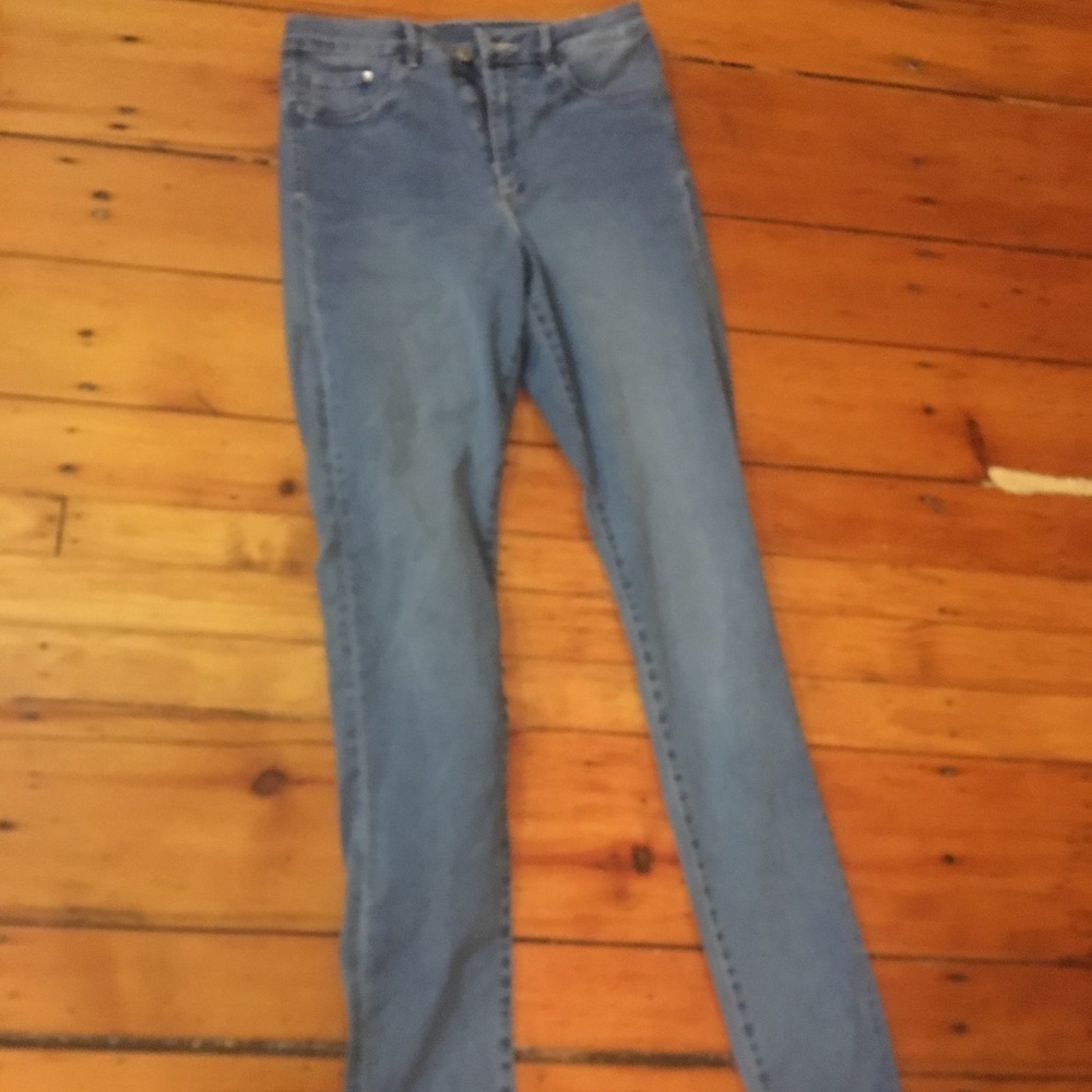 Super high waisted light wash jeans